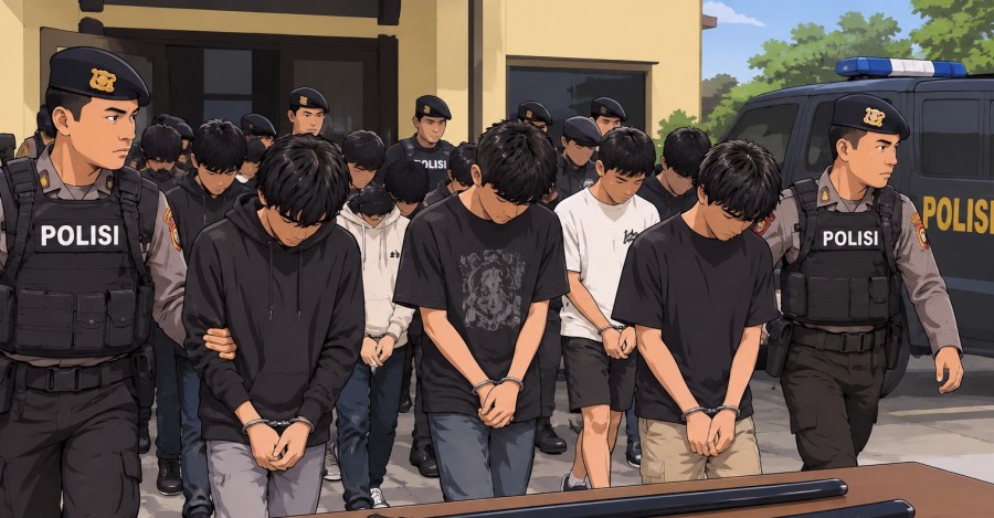 Tim RAGA Amankan Belasan Remaja dan Sejumlah Senjata di Rumbai