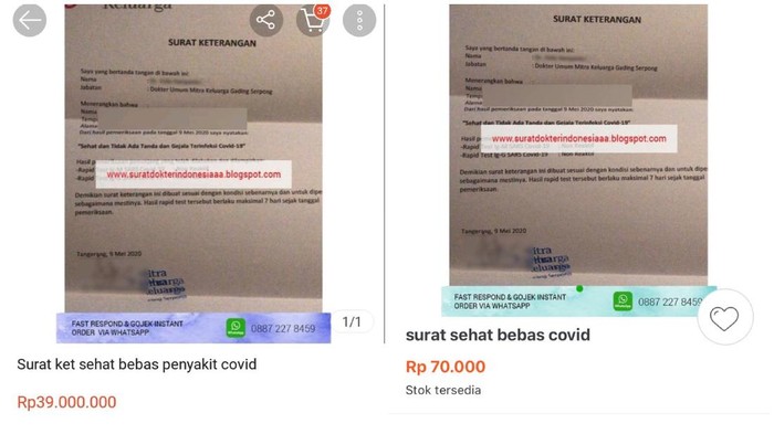 Viral Surat Sehat Bebas Covid-19 Dijual Seharga Rp 70.000