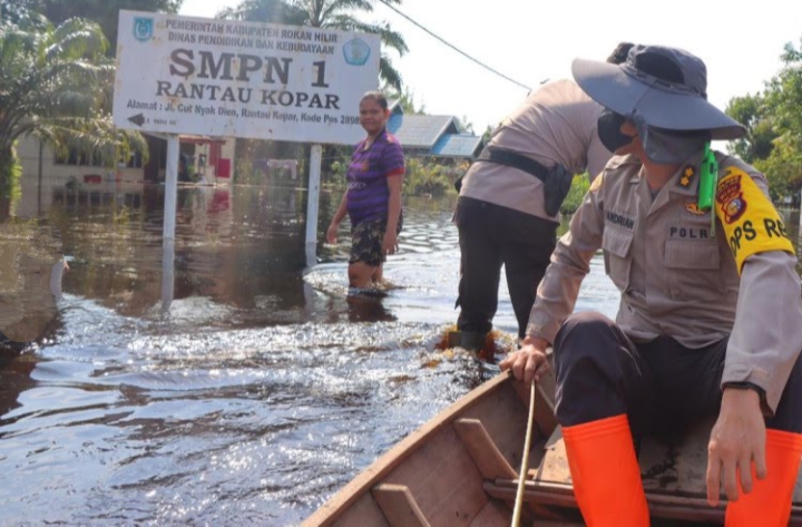 21 Lokasi TPS di Rohil Terendam Banjir, Kapolres Koordinasi dengan KPU