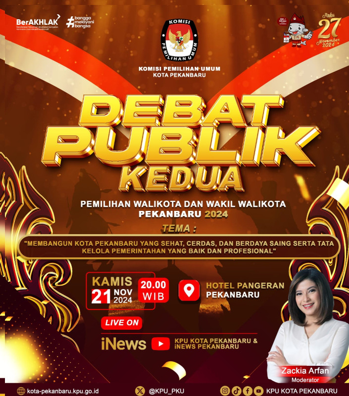 Lusa, Lima Paslon Walikota/Wakil Walikota Pekanbaru Ikuti Debat Publik Kedua