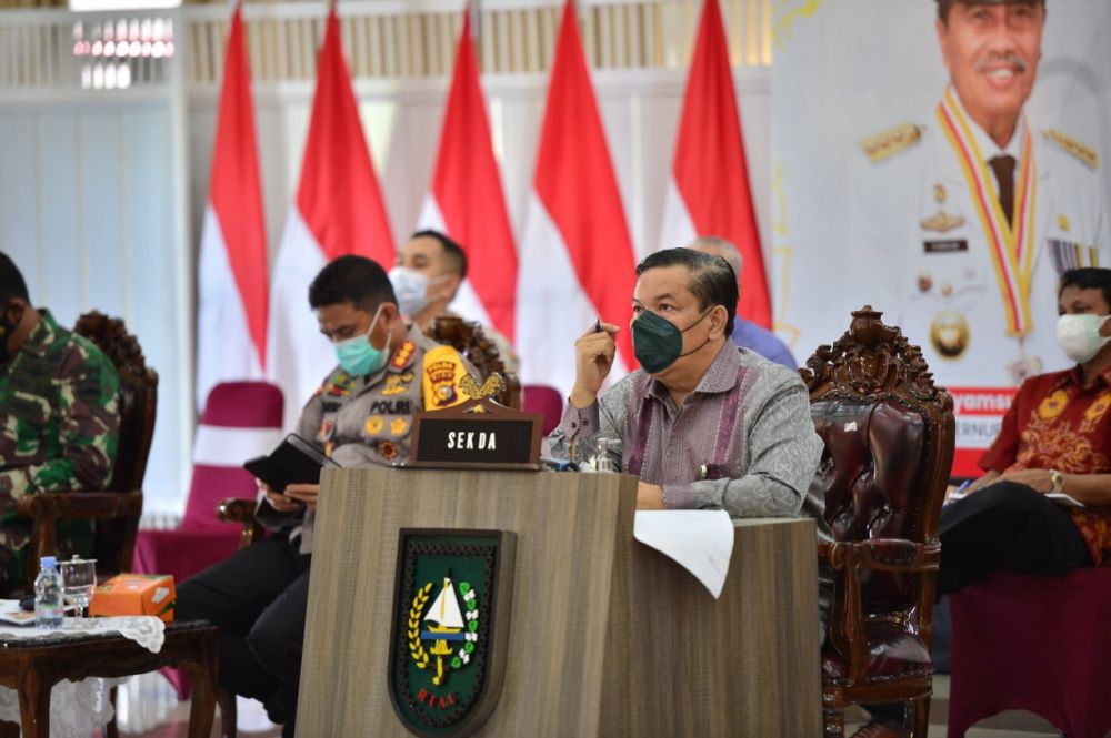 Sekda Riau Hadiri Rakor Evaluasi PPKM, Penanganan Covid-19 di luar Jawa-Bali