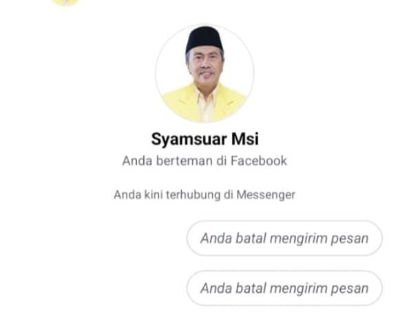 Waspada! Akun FB Palsu Bernama Syamsuar MSi Minta Uang ke Warga
