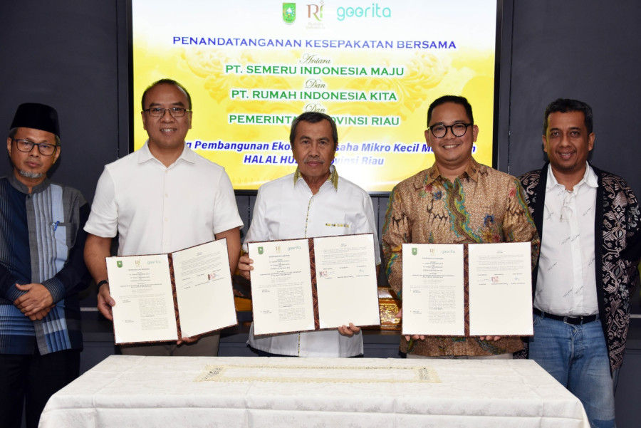 Gubri Syamsuar Teken MoU Pembangunan Ekosistem UMKM Halal Riau