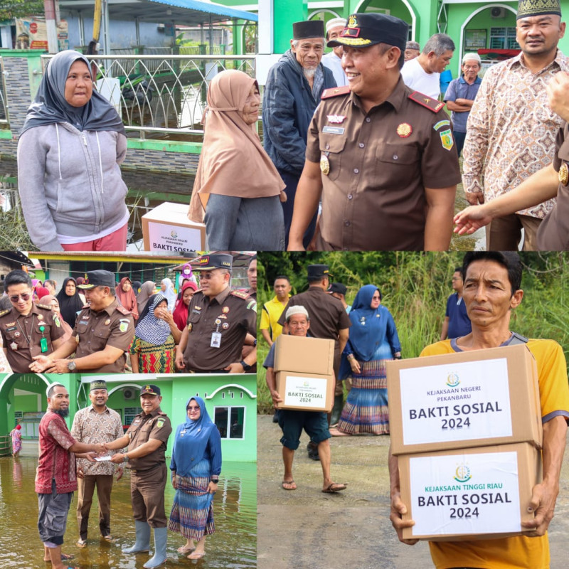 Kejaksaan Tinggi Riau Serahkan Bantuan Sembako pada Korban Banjir di Rumbai