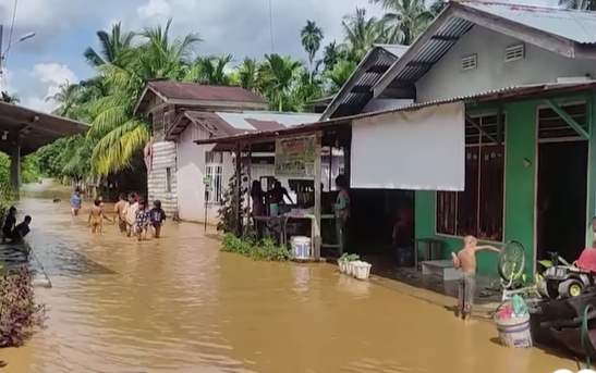 Sungai Batang Lubuh Meluap, Ratusan Rumah di Rohul Terendam Banjir
