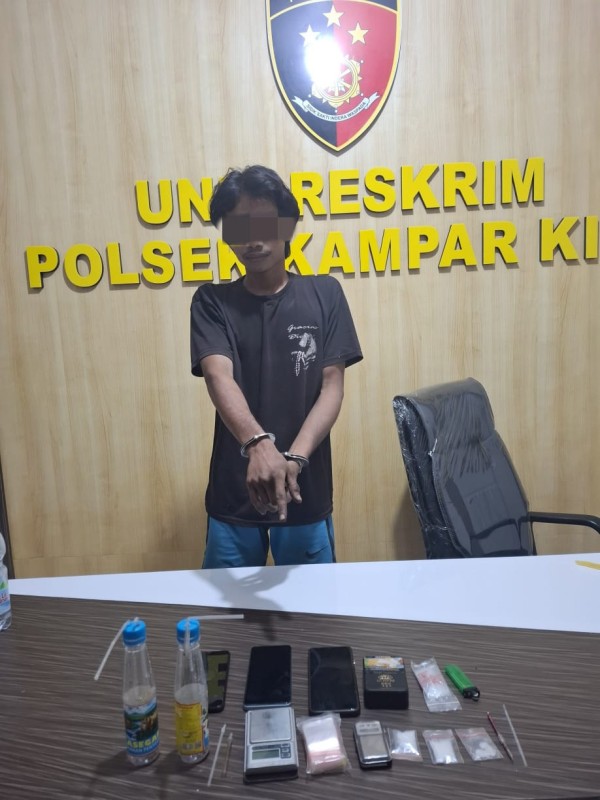 Penggerebekan di Kebun Sawit, Polsek Kampar Kiri Hilir Tangkap Pengedar Sabu 7,92 Gram