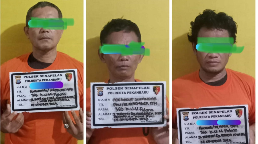 Maling Besi Bernilai Rp50 Juta, 3 Pria Diringkus Polsek Senapelan