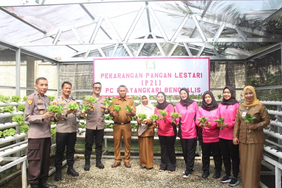 Luncurkan P2L, Kapolres Bengkalis Tabur Bibit Ikan dan Panen Sayur