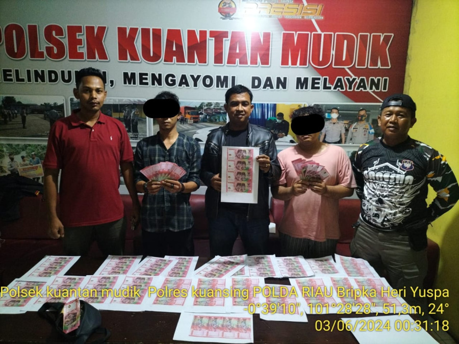 Edarkan Uang Palsu, 2 Warga Pekanbaru Diringkus Polsek Kuantan Mudik