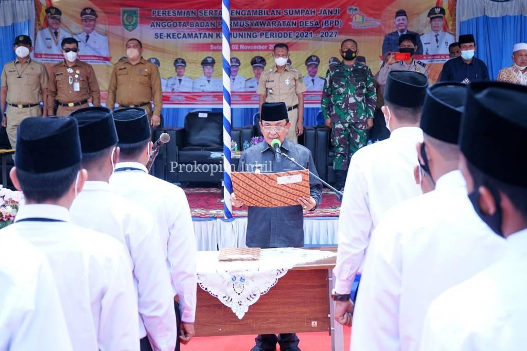 65 Orang Anggota BPD Se- Kecamatan Kemuning Diresmikan Dan Dilantik Bupati HM.Wardan