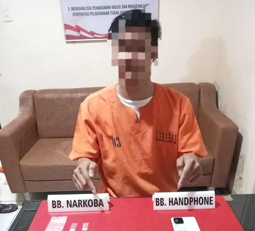 Polres Kampar Ciduk Pengedar Sabu di Perhentian Raja, 2,16 Gram Sabu Disita
