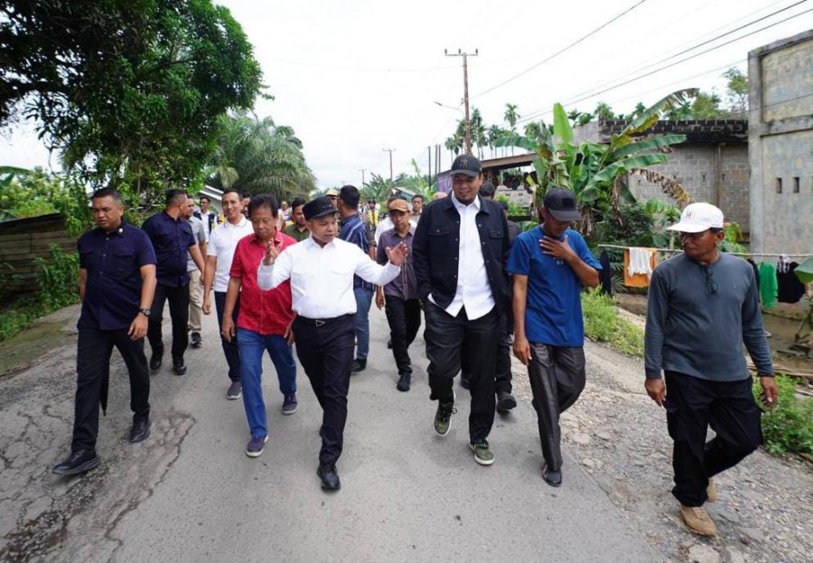 Gubri Abdul Wahid Tinjau Jembatan Sekayan Deras di Inhu, Perbaikan Segera Dilakukan