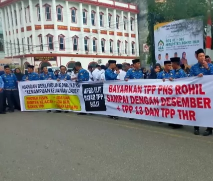 Ratusan ASN dan Honorer Pemkab Rohil Demo Kantor BPKAD Tuntut TPP dan Gaji