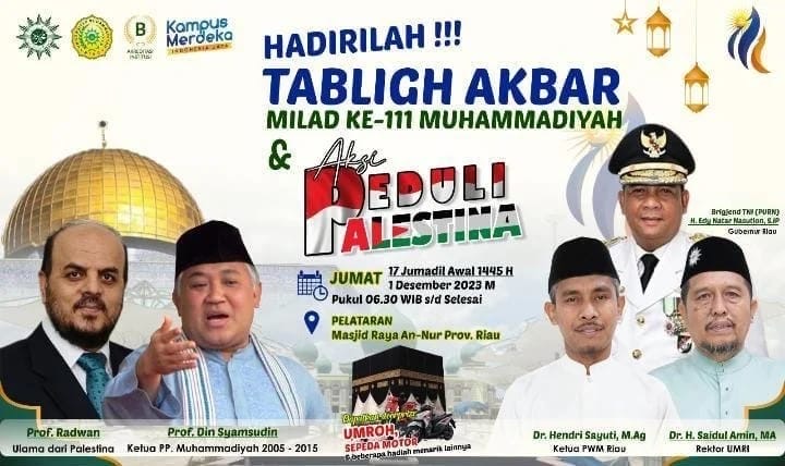 Milad ke-111, PW Muhammadiyah Riau Gelar Tabligh Akbar dan Siapkan Paket Umrah