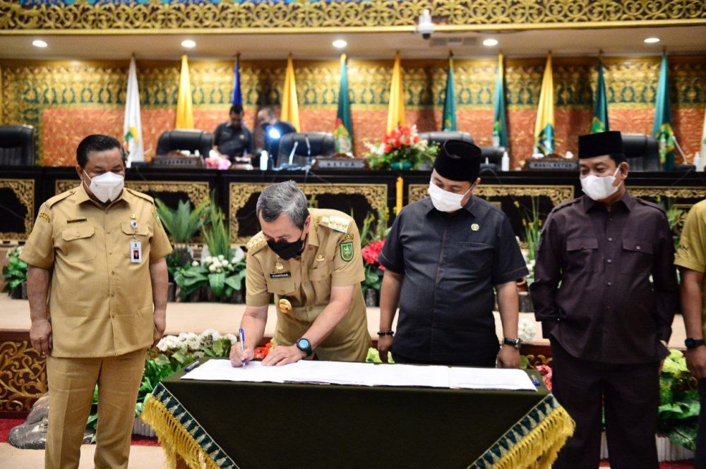 KUA-PPAS APBD Riau 2022 Ditandatangani, Pemprov Prioritaskan Infrastruktur