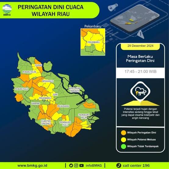 Riau Hari Ini Berawan dan Hujan, Tapi Titik Panas Masih Terpantau
