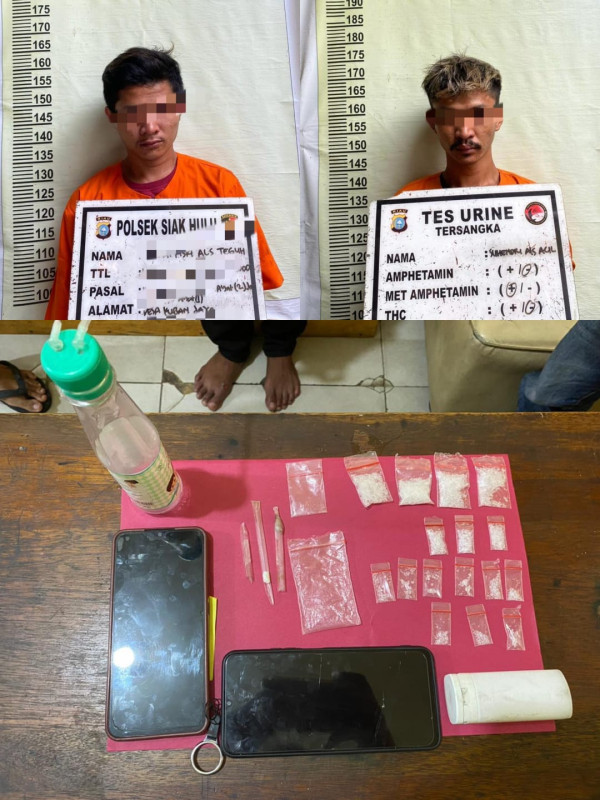 Polsek Siak Hulu Tangkap 2 Pengedar Belasan Gram Sabu di Teratak Buluh