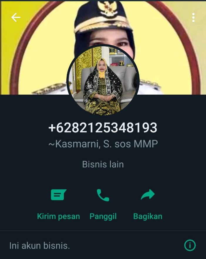 Waspada, Aksi Penipuan Mencatut Nama Bupati Bengkalis Kasmarni