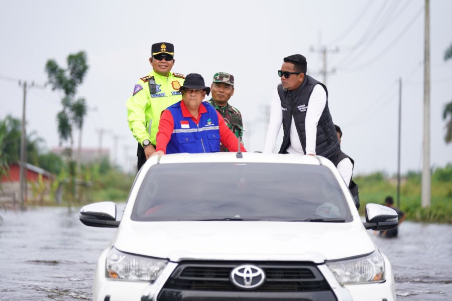 Gubernur Edy Natar Nasution Tinjau Lokasi Banjir di KM 75 Pelalawan