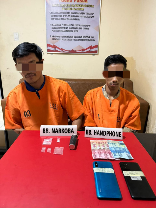 Tim Ojoloyo Satnarkoba Polres Kampar Ringkus 2 Pelaku Narkoba di Salo