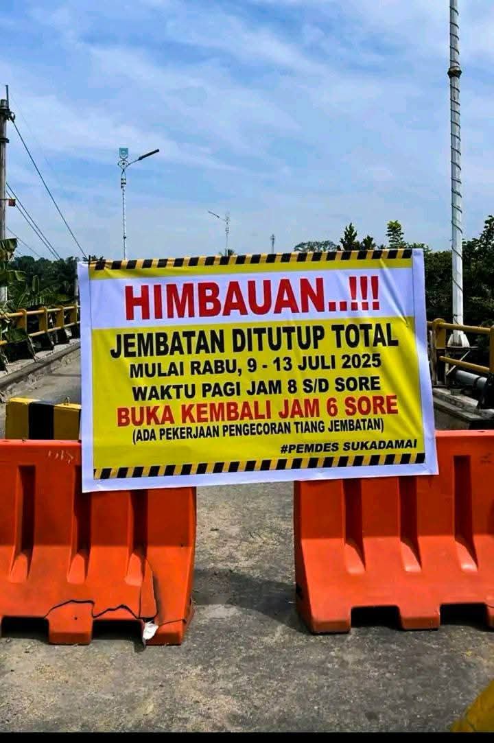 Jembatan Sei Rokan di Rohul Ditutup Total, Akses Terbatas untuk Warga di Jam Tertentu