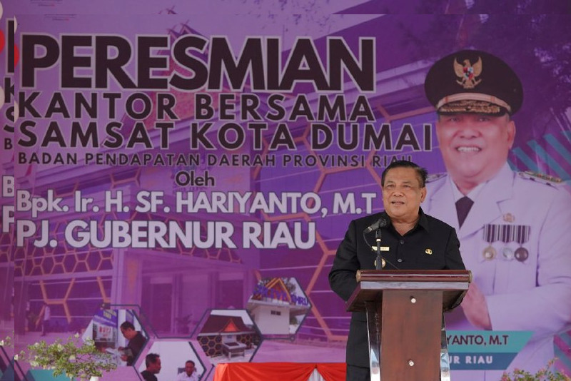 Pj Gubri SF Hariyanto Resmikan Kantor Samsat Dumai, Tingkatkan Pelayanan dan PAD Sektor Pajak