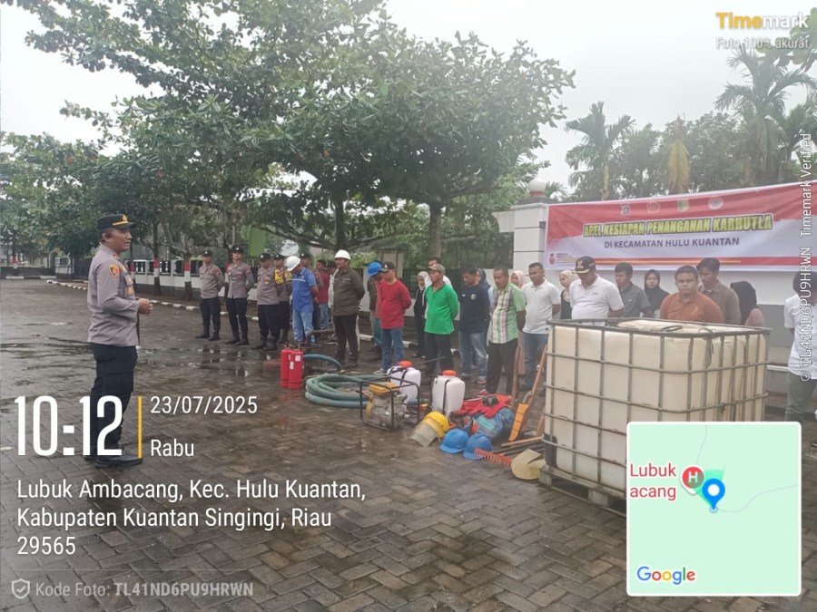 Polsek Hulu Kuantan Gelar Apel Siaga Karhutla dan Cek Kesiapan Sarpras