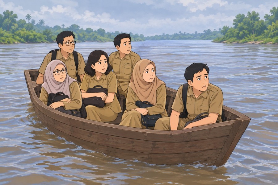 Perahu Mati Mesin di Tengah Sungai, Enam Guru di Meranti Dievakuasi SAR