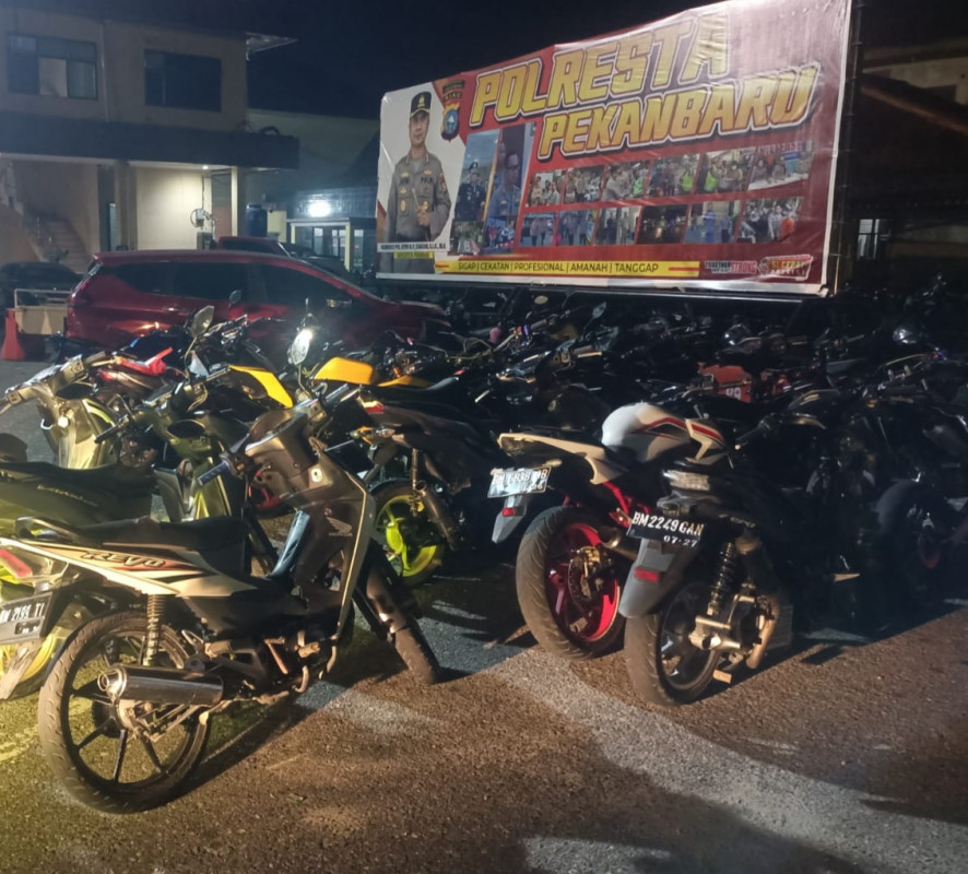 Patroli Rutin Akhir Pekan, Polresta Pekanbaru Amankan 36 Sepeda Motor