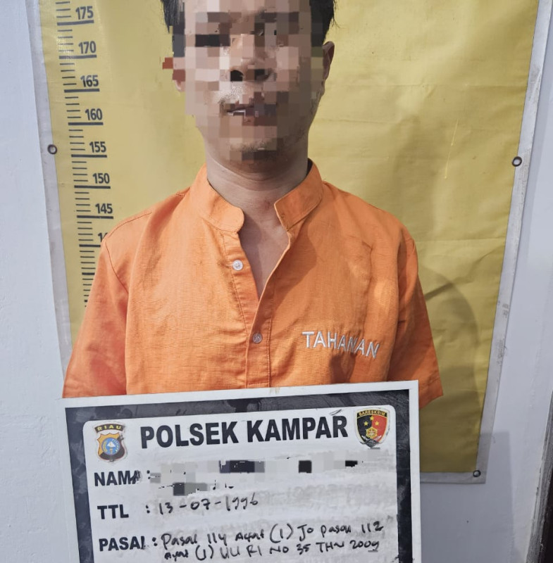 Polsek Kampar Tangkap Pengedar Narkoba di Desa Sungai Jalau