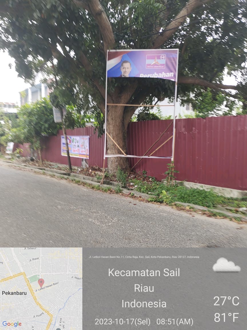 Meresahkan, Baliho Bacaleg Partai Demokrat di Kota Pekanbaru Dirusak OTK