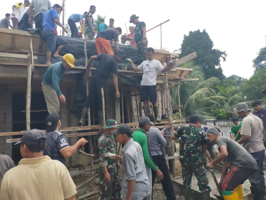 Koramil 08/Kuantan Mudik Goro Bangun Masjid Al-Magfirah Desa Sangau