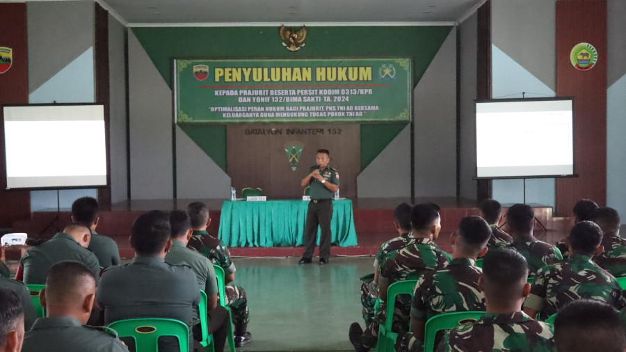 Kodim 0313/KPR Gelar Penyuluhan Hukum bagi Prajurit dan Persit