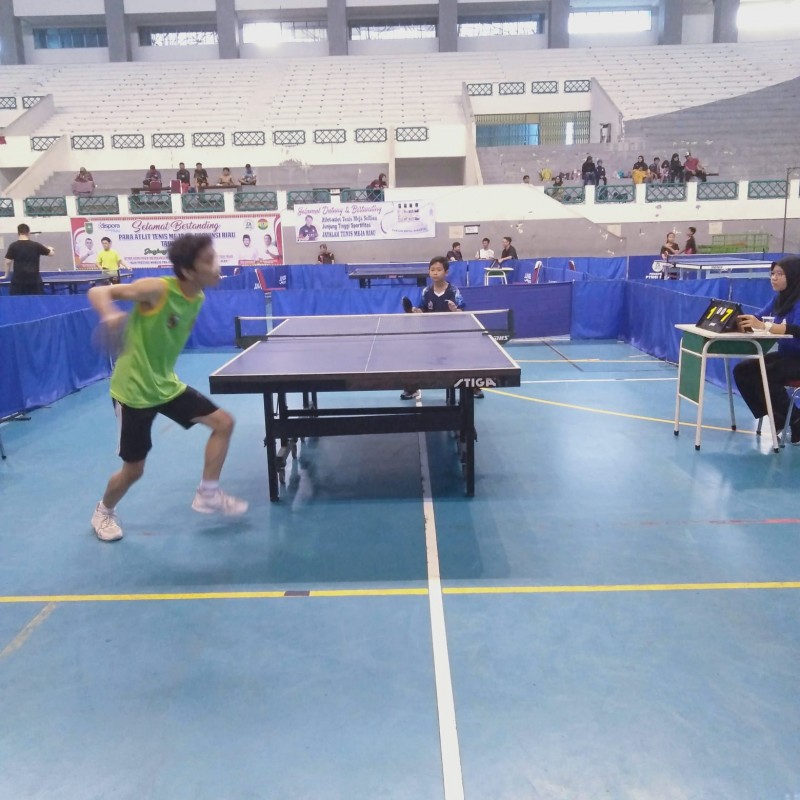 Hari Pertama Kompetisi Tenis Meja Riau Pertandingkan Nomor Kadet dan Junior