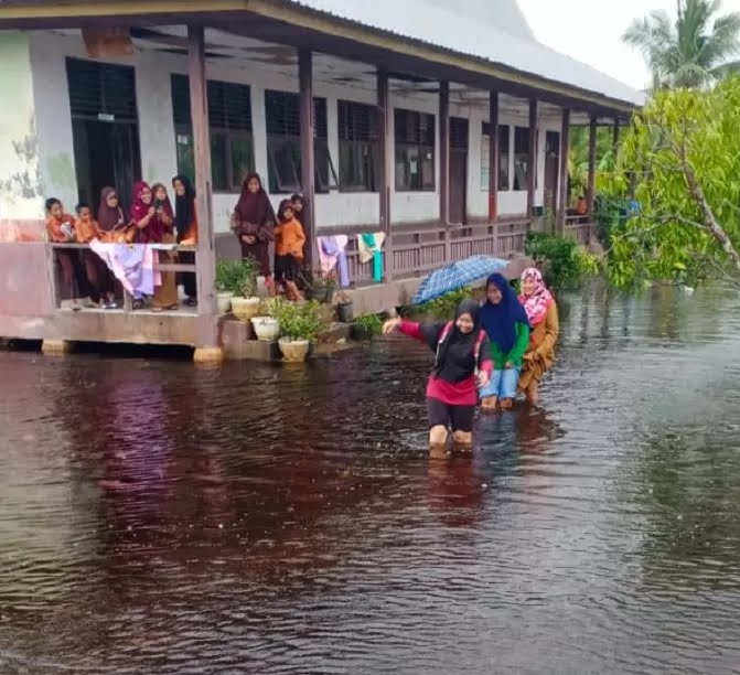 Banjir di Pelalawan Lumpuhkan Aktivitas Sekolah, 24 Institusi Pendidikan Tutup