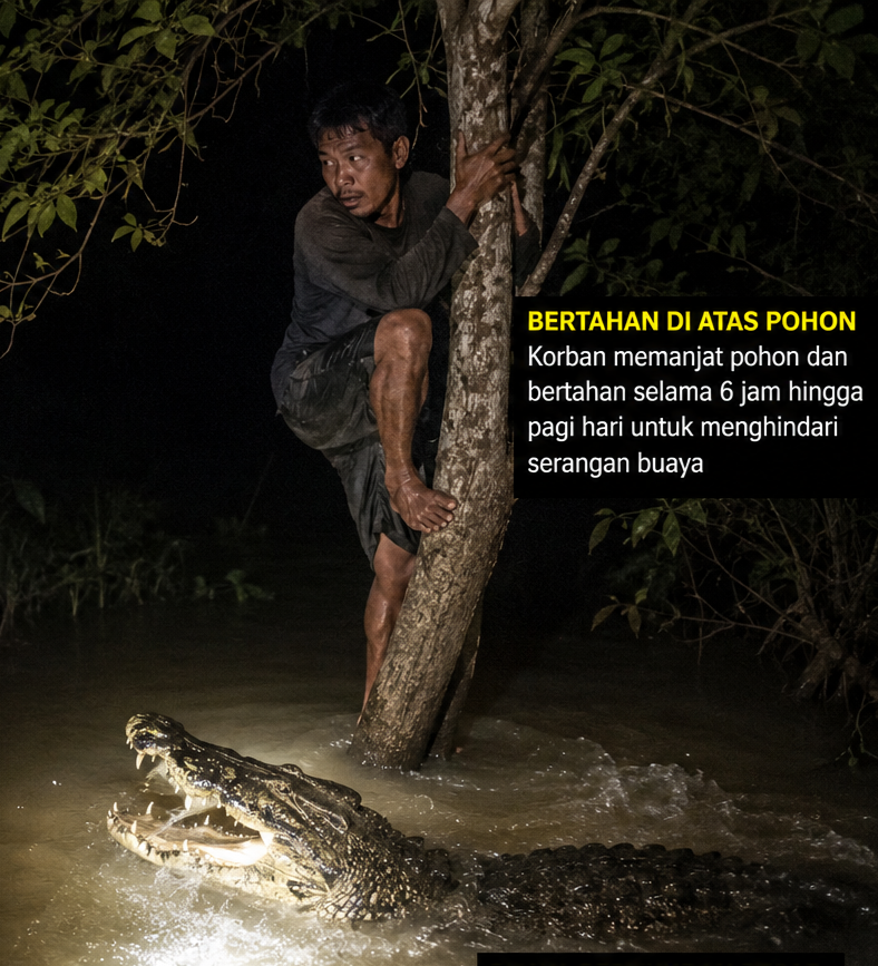 Enam Jam Bertahan di Pohon, Nelayan Inhil Lolos dari Serangan Buaya