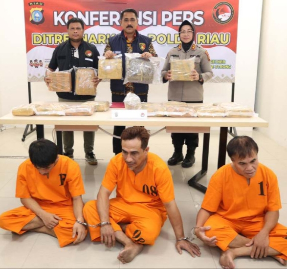 Polda Riau Gagalkan Peredaran 15,6 Kg Ganja dari 3 Pengedar Antar Provinsi