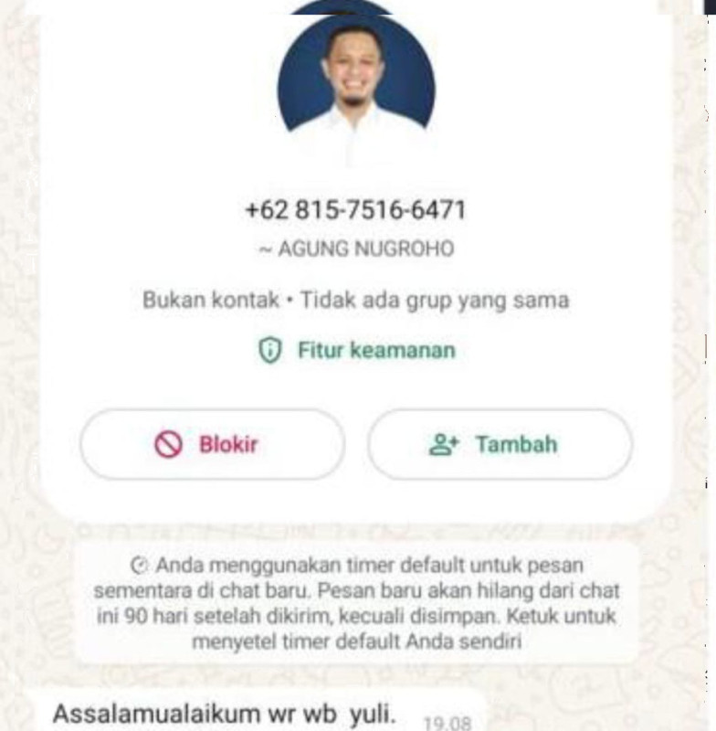 Waspada Modus Penipuan Baru, Gunakan Nama Agung Nugroho
