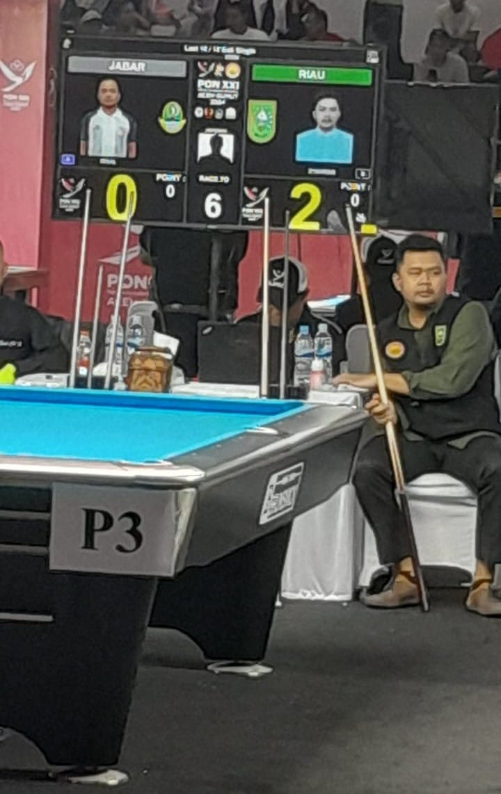 Atlet Billiards Riau Syahran Ruari Kalah 4-6 di Babak 16 Besar