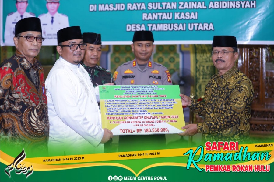 Safari Ramadhan di Tambusai Utara, Pemkab Rohul Serahkan Bantuan Anak Yatim dan Dhuafa