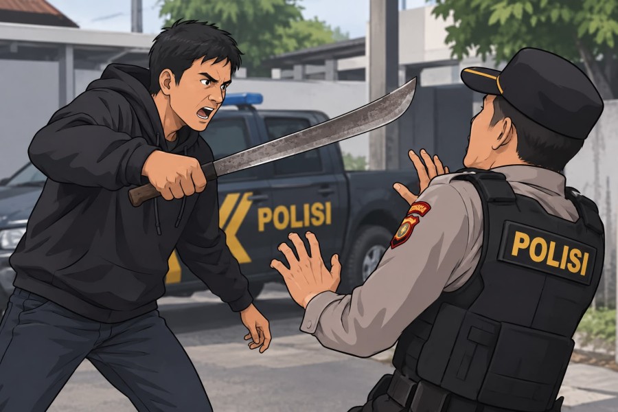Pria di Bengkalis Ditangkap usai Acungkan Parang ke Petugas