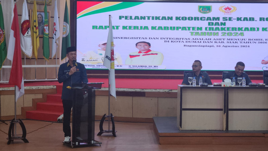 Bupati Afrizal Sintong Hadiri Pelantikan Koorcam dan Rakerkab KONI Rohil 2024