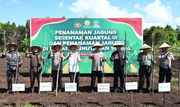 Tanam Jagung Bareng, Polres dan Pemkab Bengkalis Gas Swasembada Pangan