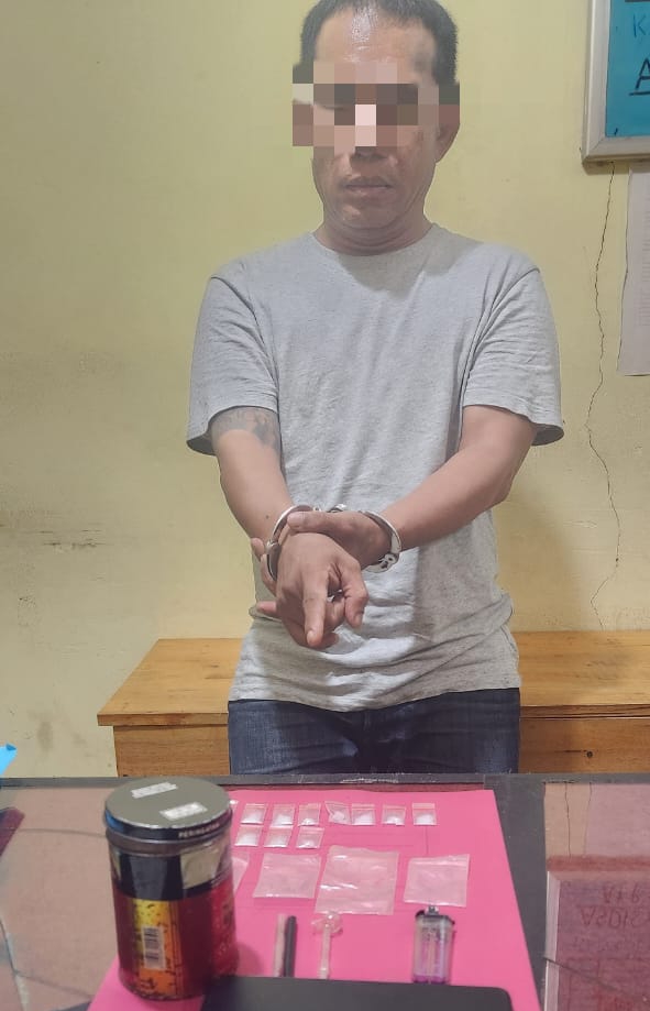 Polsek Siak Hulu Bekuk Pria Paruh Baya Pelaku Sabu di Desa Pandau Jaya