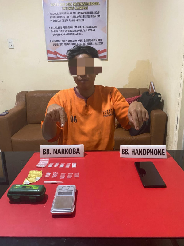 Warga Rohul Ini Diringkus Satnarkoba Polres Kampar saat Tunggu Pelanggan