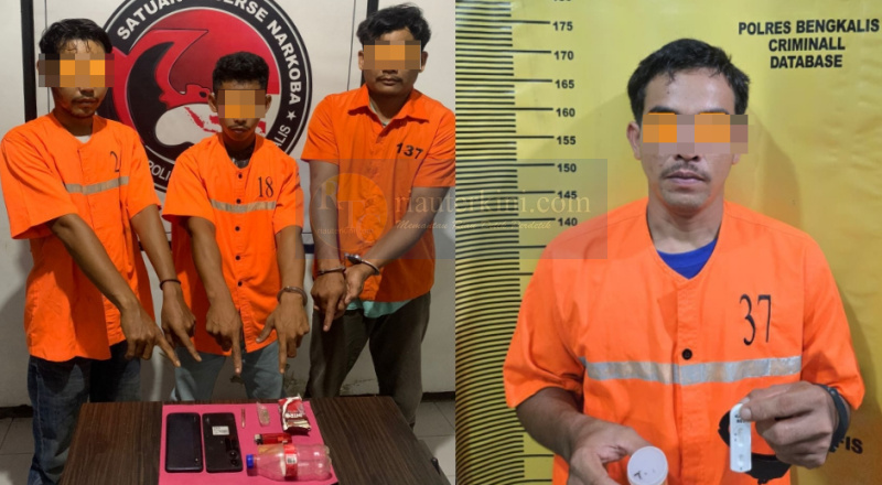Empat Terduga Pengedar Narkoba Diciduk Polisi di Bengkalis, Satu Oknum Security Dispersip