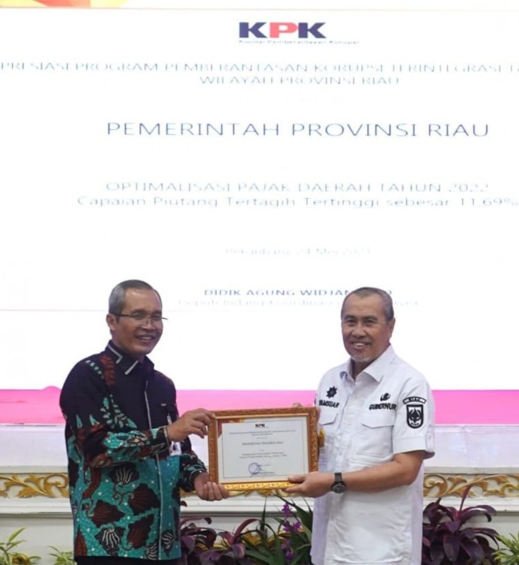 Alhamdulillah, Pemprov Riau Terima Tiga Penghargaan dari KPK