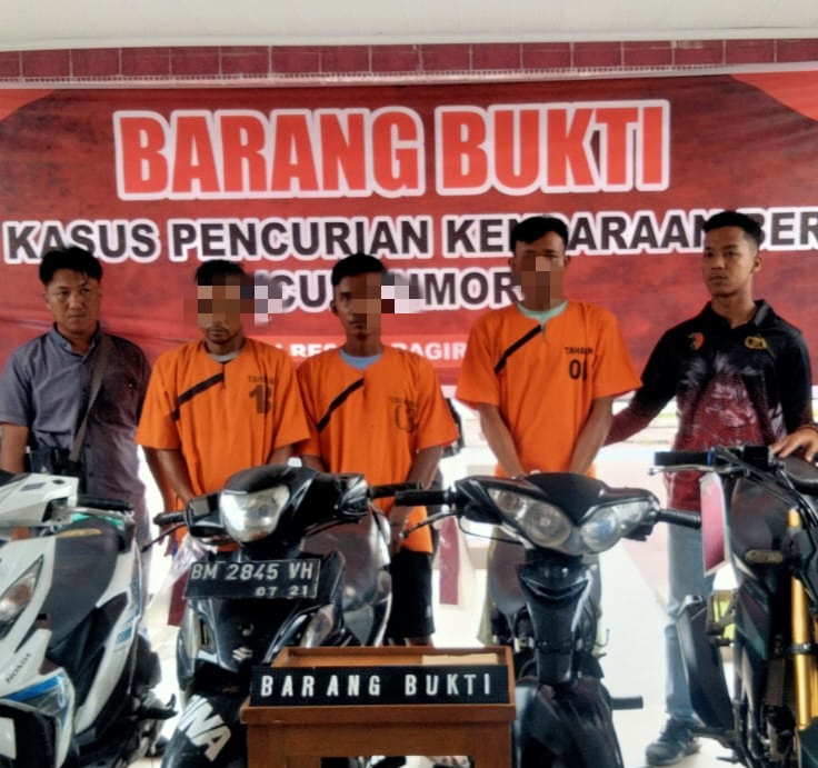 Polres Inhu Bekuk 3 Pelaku Curanmor, 11 Sepeda Motor Diamankan