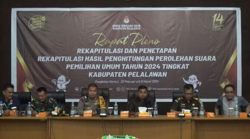 KPU Pelalawan Gelar Rapat Pleno Terbuka Rekapitulasi Pemilu 2024