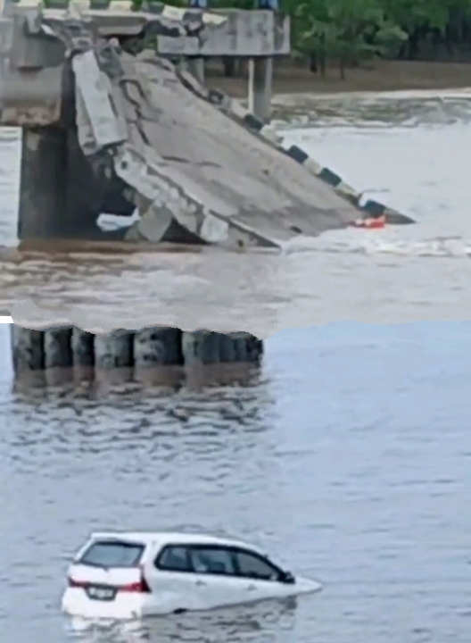 Video Detik-detik Jembatan KITB Ambruk Beredar, Warga Panik Lihat Mobil Tercebur